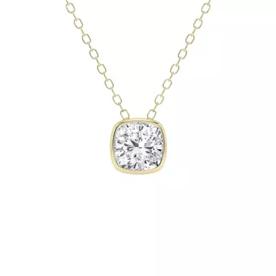 Modern Bezel Cushion Lab Diamond Necklace (1 ct. tw.)