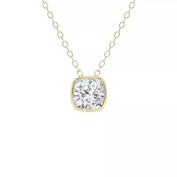 Modern Bezel Cushion Lab Diamond Necklace (1 ct. tw.)