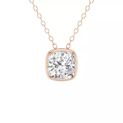 Modern Bezel Cushion Lab Diamond Necklace (1 1/2 ct. tw.)