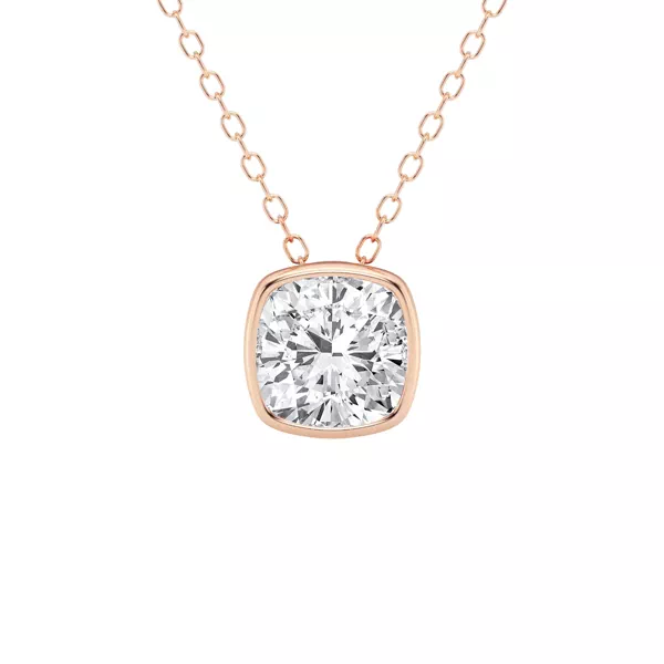 Modern Bezel Cushion Lab Diamond Necklace (1 1/2 ct. tw.)