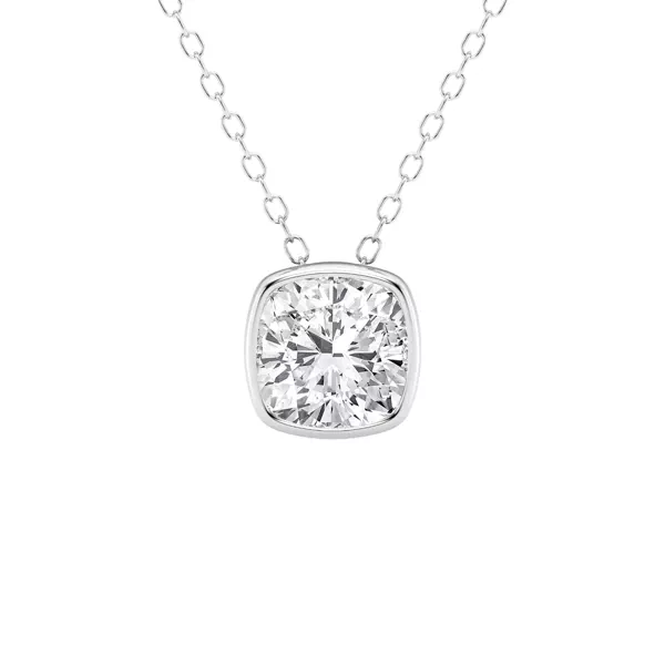 Modern Bezel Cushion Lab Diamond Necklace (1 1/2 ct. tw.)