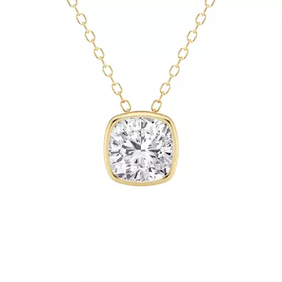 Modern Bezel Cushion Lab Diamond Necklace (1 1/2 ct. tw.)