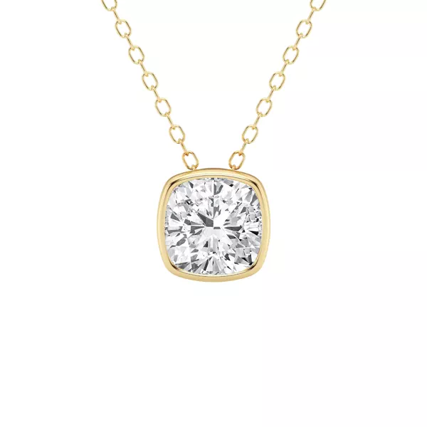 Modern Bezel Cushion Lab Diamond Necklace (1 1/2 ct. tw.)