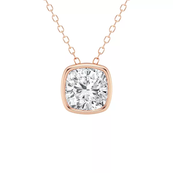 Modern Bezel Cushion Lab Diamond Necklace (2 ct. tw.)