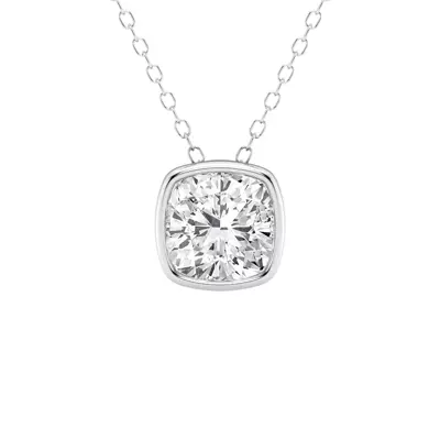 Modern Bezel Cushion Lab Diamond Necklace (2 ct. tw.)