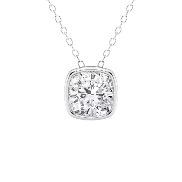 Modern Bezel Cushion Lab Diamond Necklace (2 ct. tw.)