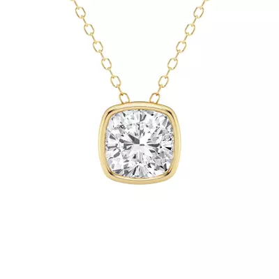 Modern Bezel Cushion Lab Diamond Necklace (2 ct. tw.)