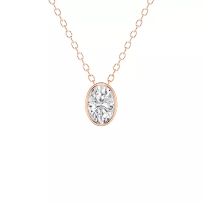 Modern Bezel Oval Lab Diamond Necklace (1/2 ct. tw.)