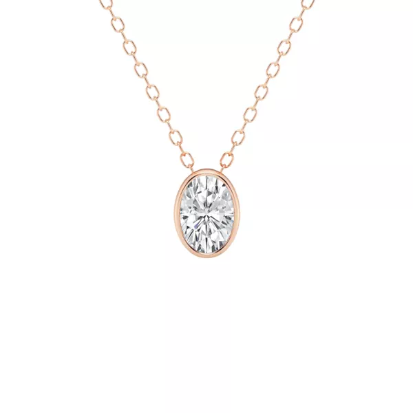 Modern Bezel Oval Lab Diamond Necklace (1/2 ct. tw.)