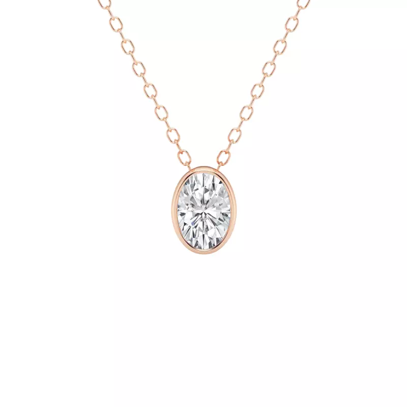 14K Rose Gold Modern Bezel Oval Lab Diamond Pendant (1/2 ct. tw.)