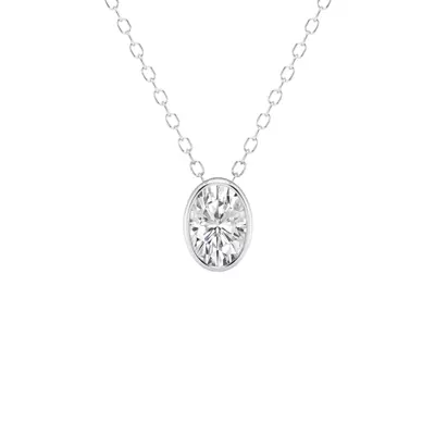 Modern Bezel Oval Lab Diamond Necklace (1/2 ct. tw.)