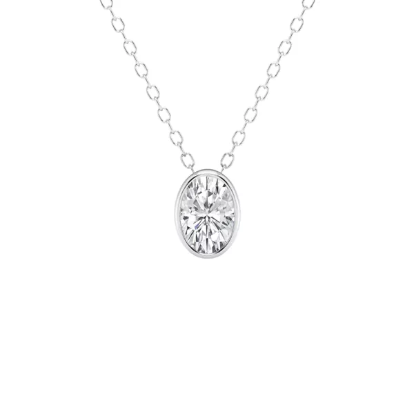 Modern Bezel Oval Lab Diamond Necklace (1/2 ct. tw.)