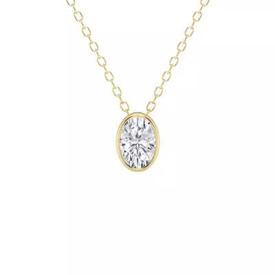 Modern Bezel Oval Lab Diamond Necklace (1/2 ct. tw.)