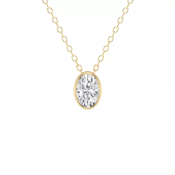 Modern Bezel Oval Lab Diamond Necklace (1/2 ct. tw.)