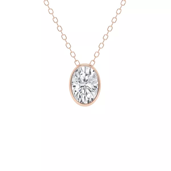 Modern Bezel Oval Lab Diamond Necklace (1 ct. tw.)