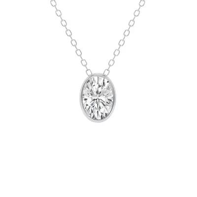 Modern Bezel Oval Lab Diamond Necklace (1 ct. tw.)