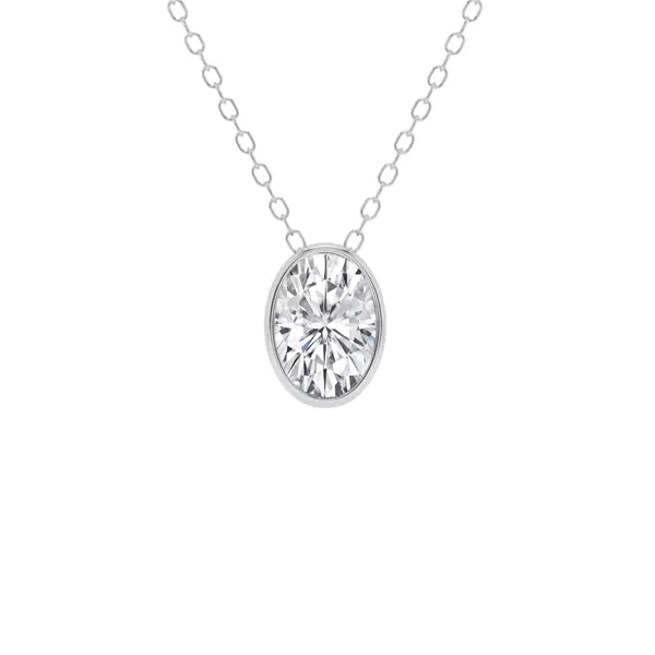 Modern Bezel Oval Lab Diamond Necklace (1 ct. tw.)