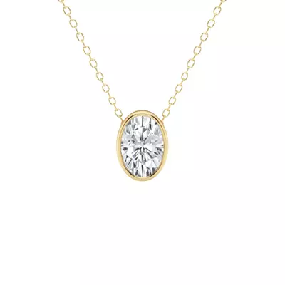 Modern Bezel Oval Lab Diamond Necklace (1 ct. tw.)