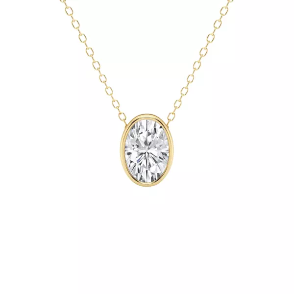 Modern Bezel Oval Lab Diamond Necklace (1 ct. tw.)
