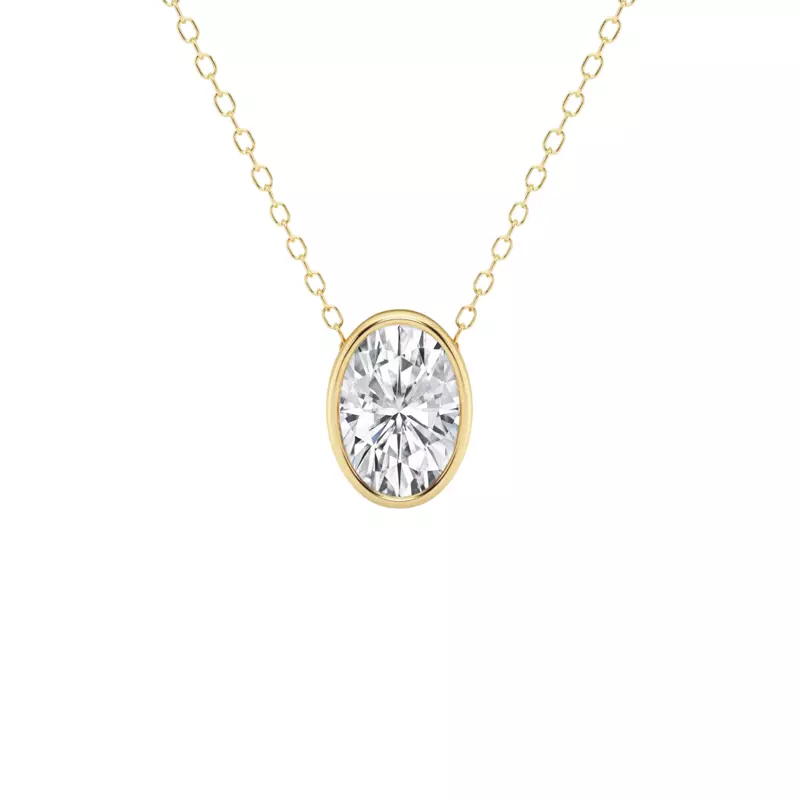 14K Yellow Gold Modern Bezel Oval Lab Diamond Pendant (1 ct. tw.)