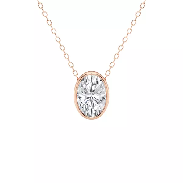 Modern Bezel Oval Lab Diamond Necklace (1 1/2 ct. tw.)
