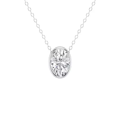 Modern Bezel Oval Lab Diamond Necklace (1 1/2 ct. tw.)