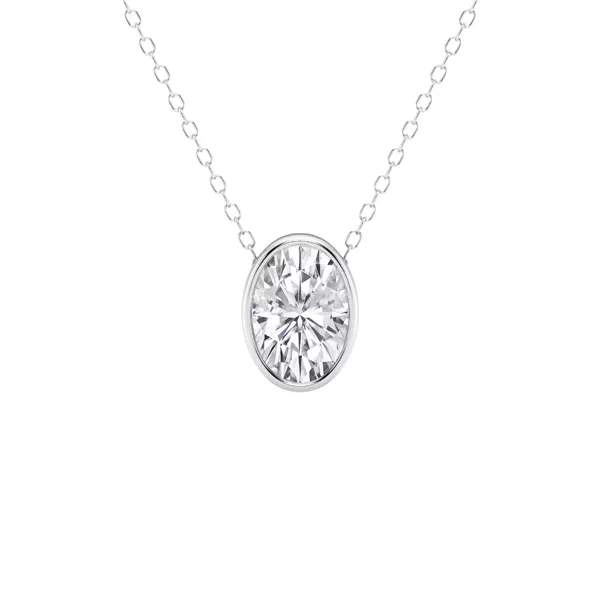 Modern Bezel Oval Lab Diamond Necklace (1 1/2 ct. tw.)