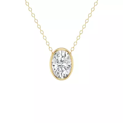Modern Bezel Oval Lab Diamond Necklace (1 1/2 ct. tw.)