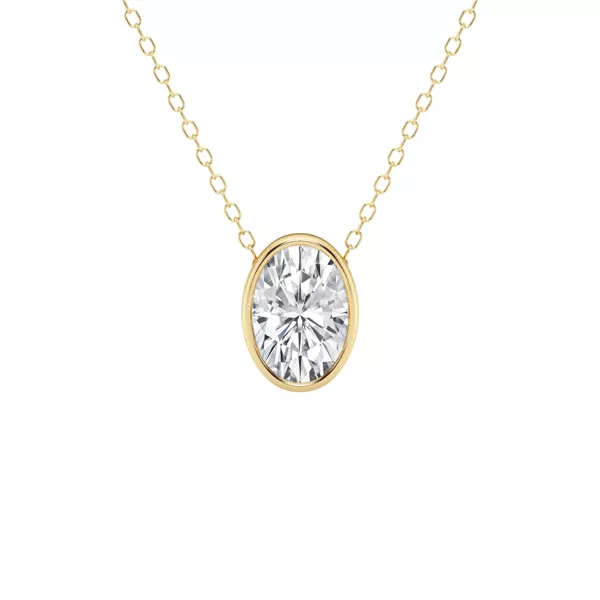 Modern Bezel Oval Lab Diamond Necklace (1 1/2 ct. tw.)