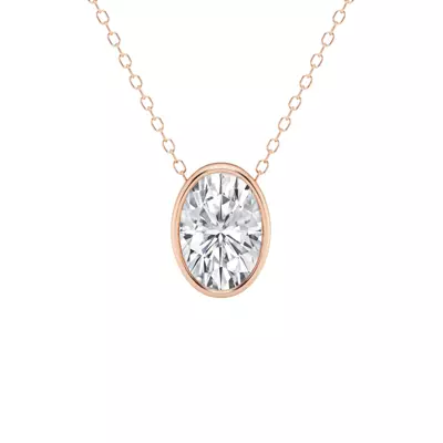 Modern Bezel Oval Lab Diamond Necklace (2 ct. tw.)