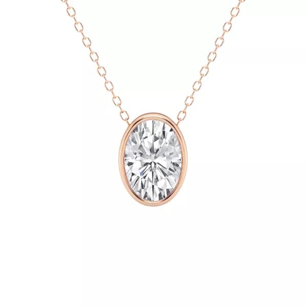 Modern Bezel Oval Lab Diamond Necklace (2 ct. tw.)