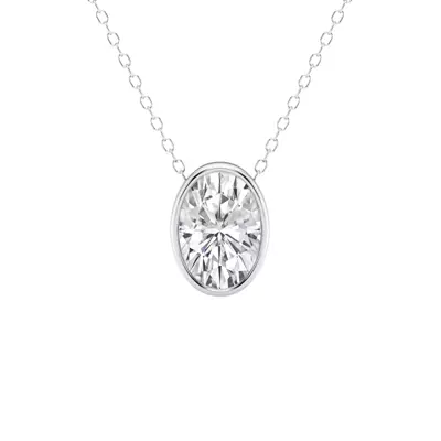 Modern Bezel Oval Lab Diamond Necklace (2 ct. tw.)