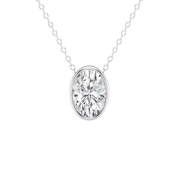 Modern Bezel Oval Lab Diamond Necklace (2 ct. tw.)