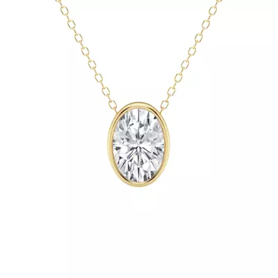Modern Bezel Oval Lab Diamond Necklace (2 ct. tw.)