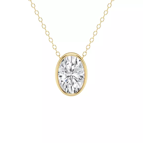 Modern Bezel Oval Lab Diamond Necklace (2 ct. tw.)
