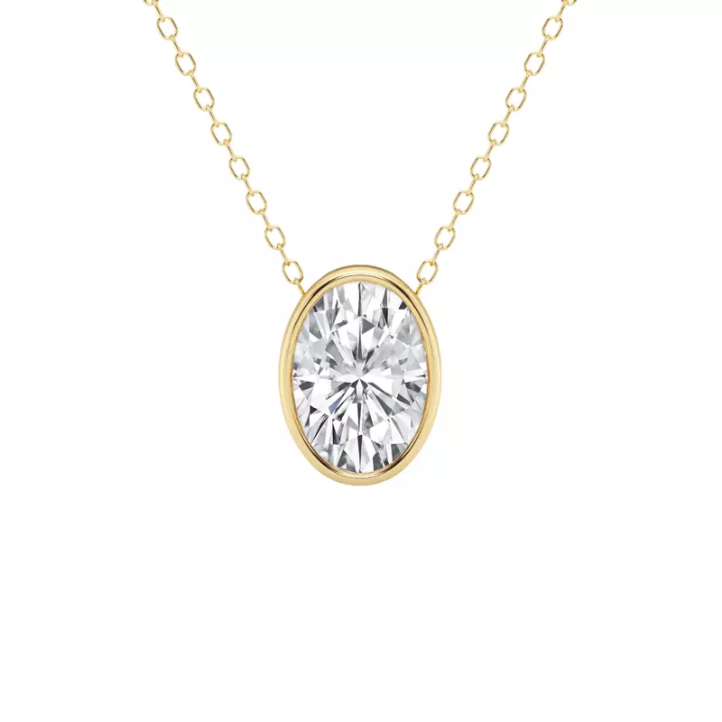 14K Yellow Gold Modern Bezel Oval Lab Diamond Pendant (2 ct. tw.)