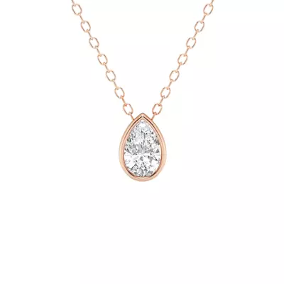 Modern Bezel Pear Lab Diamond Necklace (1/2 ct. tw.)