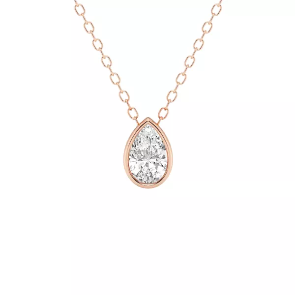 Modern Bezel Pear Lab Diamond Necklace (1/2 ct. tw.)