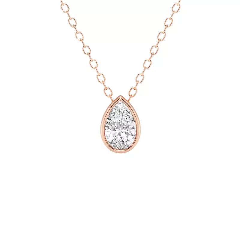 14K Rose Gold Modern Bezel Pear Lab Diamond Pendant (1/2 ct. tw.)