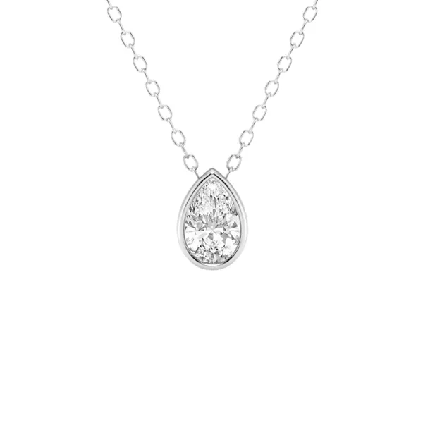 Modern Bezel Pear Lab Diamond Necklace (1/2 ct. tw.)