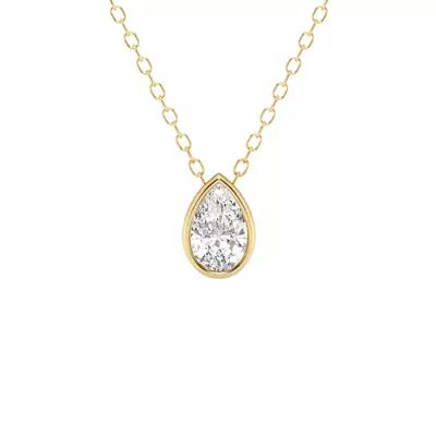 Modern Bezel Pear Lab Diamond Necklace (1/2 ct. tw.)