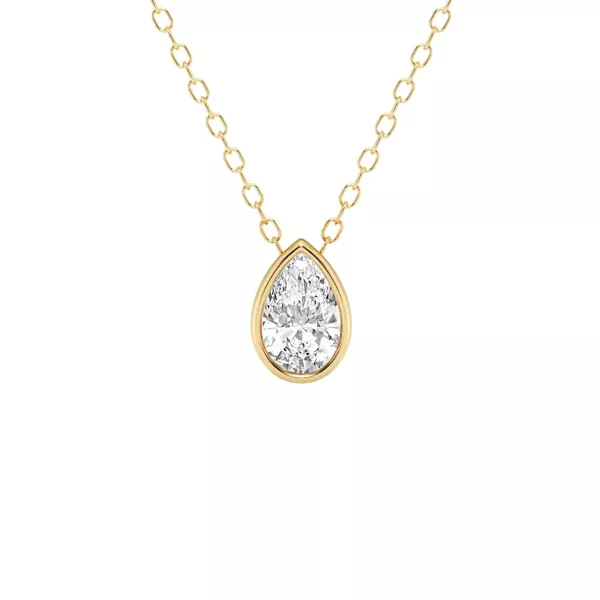 Modern Bezel Pear Lab Diamond Necklace (1/2 ct. tw.)