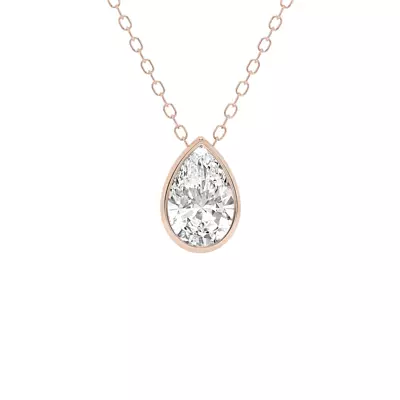 Modern Bezel Pear Lab Diamond Necklace (1 ct. tw.)