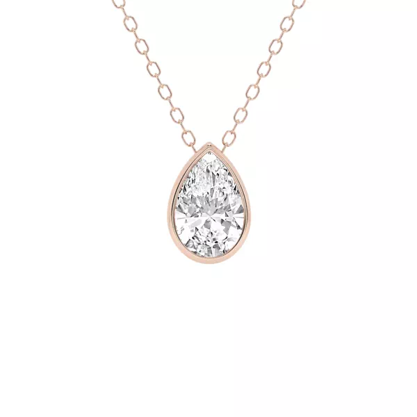 Modern Bezel Pear Lab Diamond Necklace (1 ct. tw.)