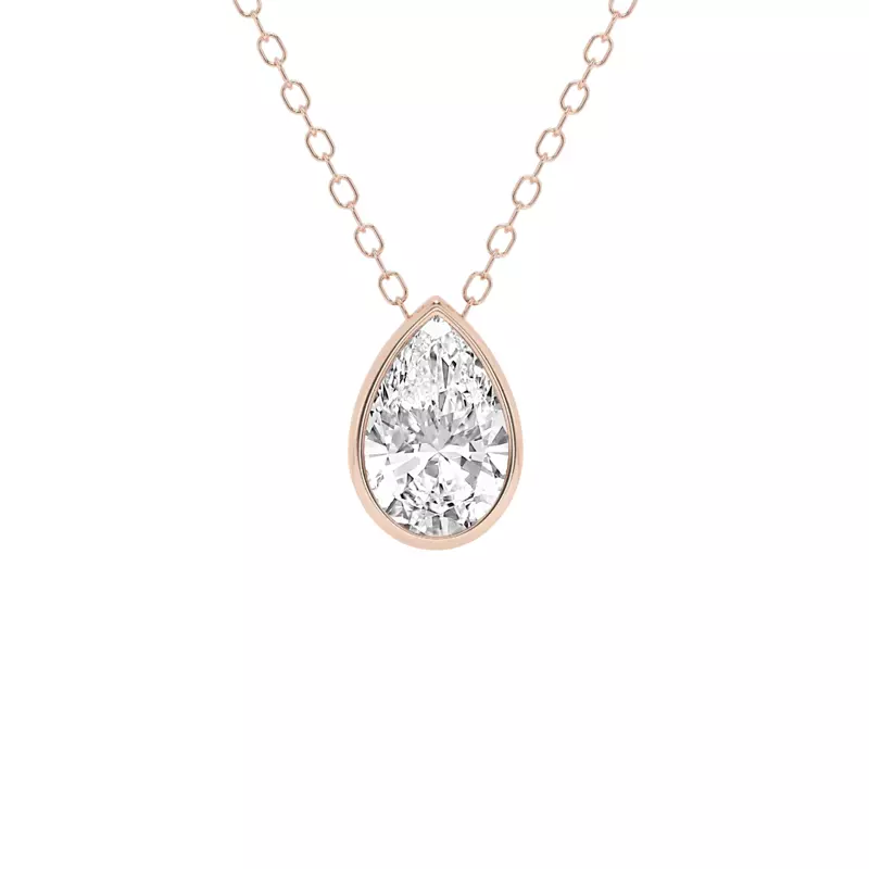 14K Rose Gold Modern Bezel Pear Lab Diamond Pendant (1 ct. tw.)