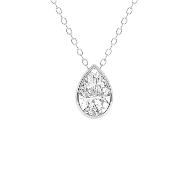 Modern Bezel Pear Lab Diamond Necklace (1 ct. tw.)