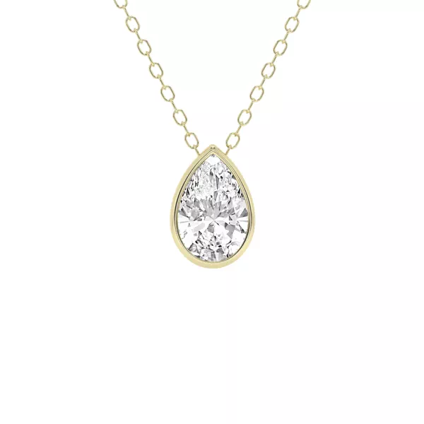 Modern Bezel Pear Lab Diamond Necklace (1 ct. tw.)