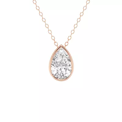 Modern Bezel Pear Lab Diamond Necklace (1 1/2 ct. tw.)