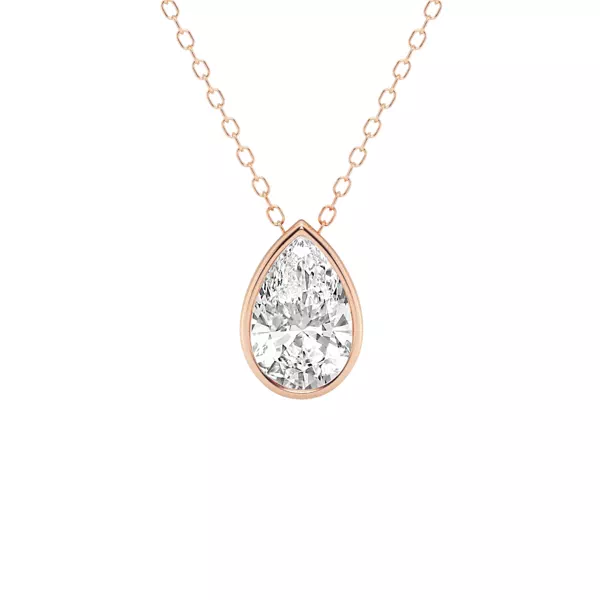 Modern Bezel Pear Lab Diamond Necklace (1 1/2 ct. tw.)