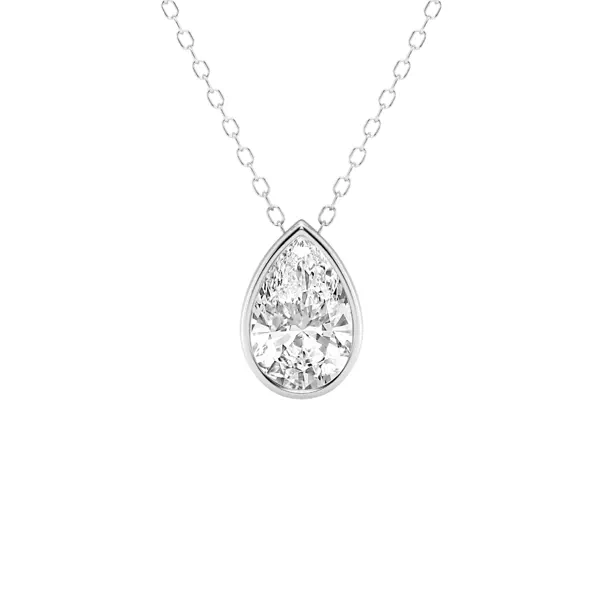 Modern Bezel Pear Lab Diamond Necklace (1 1/2 ct. tw.)